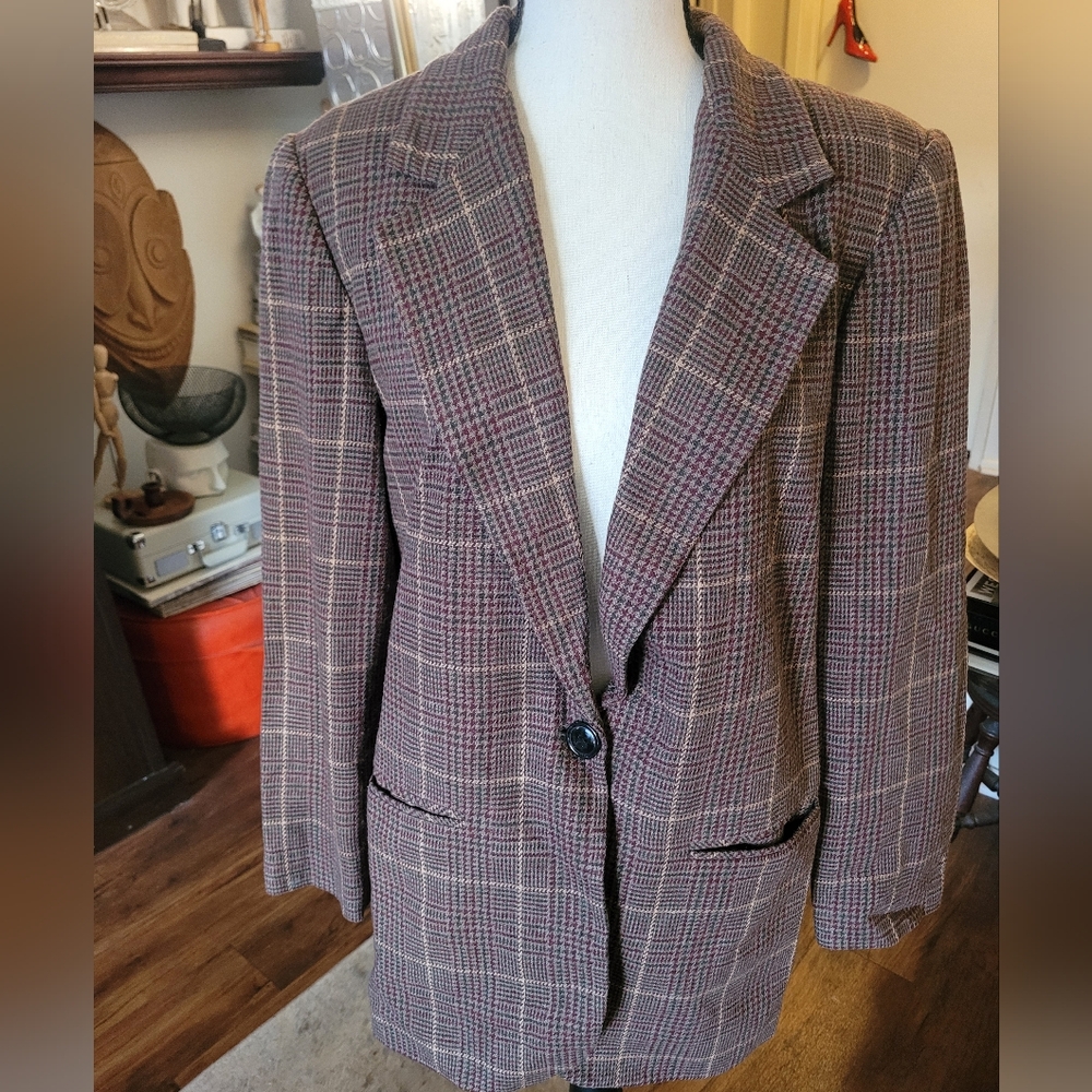 Sag Harbor Brown vintage Plaid Blazer